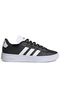 Adidas - Buty adidas Grand Court Alpha GY7986 - czarne. Zapięcie: pasek. Kolor: czarny. Materiał: guma, skóra. Szerokość cholewki: normalna. Wzór: paski. Model: Adidas Cloudfoam