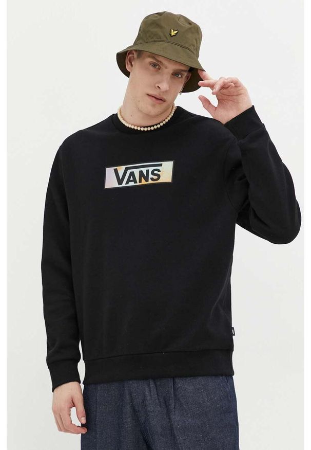 Vans bluza bawełniana męska kolor czarny z nadrukiem. Kolor: czarny. Materiał: bawełna. Długość rękawa: długi rękaw. Długość: długie. Wzór: nadruk. Styl: klasyczny