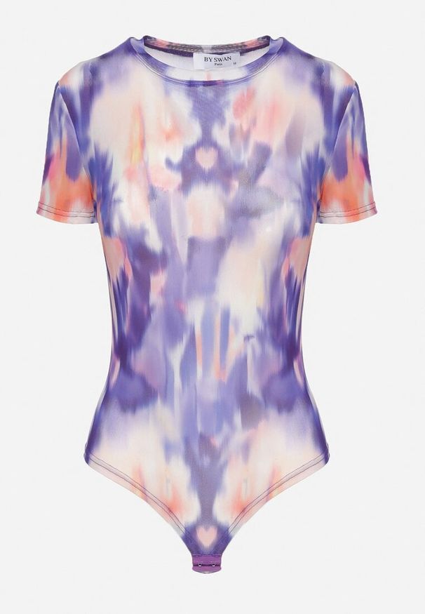 Born2be - Fioletowe Siateczkowe Body Tie-Dye z Wiskozą Monlea. Kolor: fioletowy. Materiał: wiskoza. Sezon: lato