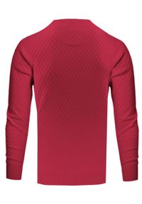 Bawełniany Sweter Męski, Okrągły Dekolt - Pako Jeans - Czerwień, Tkanina z Fakturą. Kolor: czerwony. Materiał: bawełna. Styl: klasyczny, elegancki #3