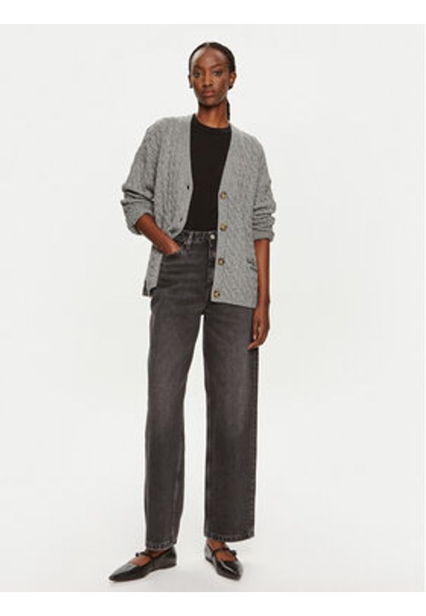 TOMMY HILFIGER - Tommy Hilfiger Kardigan WW0WW42143 Szary Relaxed Fit. Kolor: szary. Materiał: wełna