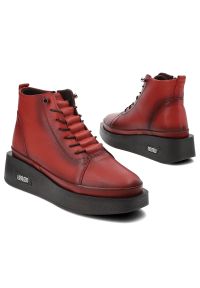Czerwone Botki Artiker Modne Obuwie Damskie. Kolor: czerwony. Materiał: jeans, materiał. Sezon: zima, jesień. Styl: elegancki #4