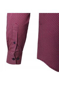 Delikatnie Taliowana Koszula Weekendowa - Pako Jeans - Malinowa, Drobny Wzór. Okazja: na co dzień. Kolor: czerwony. Materiał: bawełna. Styl: casual #3