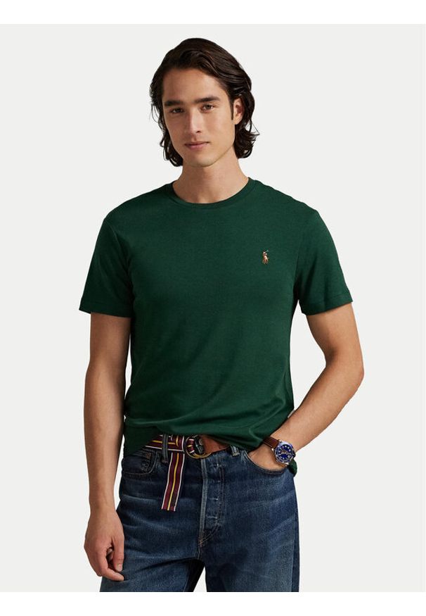 Polo Ralph Lauren T-Shirt 710740727099 Zielony Custom Slim Fit. Typ kołnierza: polo. Kolor: zielony. Materiał: bawełna