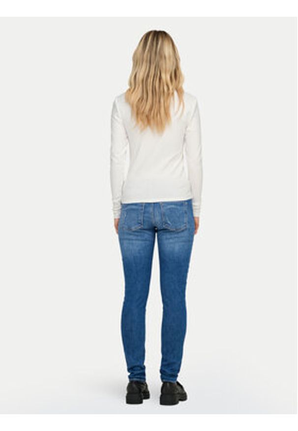 only - ONLY Bluzka Riley 15323159 Biały Slim Fit. Kolor: biały. Materiał: bawełna