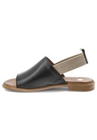 Sandały damskie Armodo, cholewka ze skóry naturalnej wsuwany fason elastyczna gumka z tyłu odkryte palce, czarne, 40473. Okazja: na co dzień. Zapięcie: pasek. Kolor: czarny. Wzór: aplikacja. Materiał: skóra. Sezon: lato. Obcas: na obcasie. Styl: casual, elegancki, klasyczny. Wysokość obcasa: niski #7