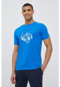 Viking t-shirt sportowy Lenta z nadrukiem. Kolor: niebieski. Materiał: skóra, poliester, materiał, włókno. Wzór: nadruk. Styl: sportowy