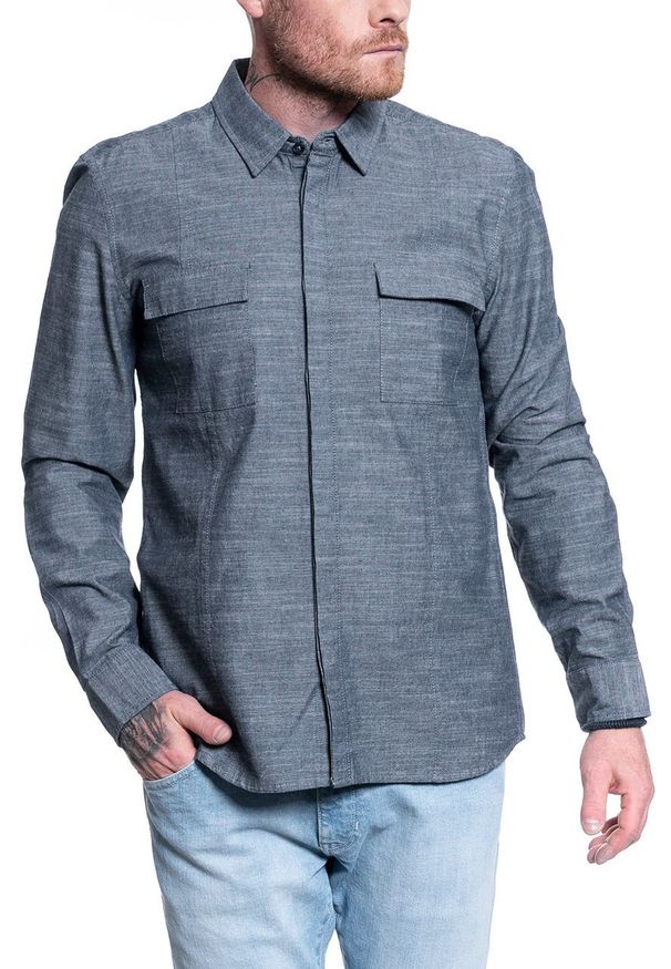 Mustang - MĘSKA KOSZULA MATERIAŁOWA MUSTANG CASPER CHAMBRAY 1009903 4136. Materiał: materiał