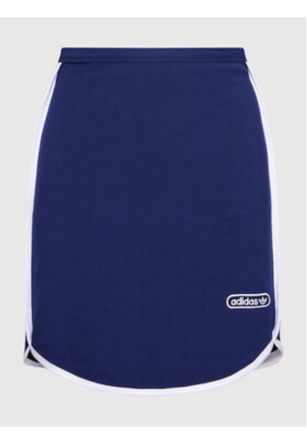 Adidas - adidas Spódnica dresowa HL6565 Granatowy Slim Fit. Kolor: niebieski. Materiał: bawełna