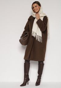 Born2be - Jasnobeżowy Klasyczny Szalik Zdobiony Frędzlami Vetilana. Okazja: do pracy. Kolor: beżowy. Materiał: jeans. Wzór: aplikacja. Styl: klasyczny #4