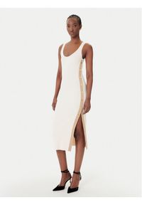 Elisabetta Franchi Sukienka dzianinowa AM-03S-61E2 Beżowy Regular Fit. Kolor: beżowy. Materiał: wiskoza #1