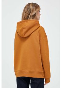 GANT - Gant bluza damska kolor brązowy z kapturem z aplikacją. Typ kołnierza: kaptur. Kolor: brązowy. Wzór: aplikacja #3