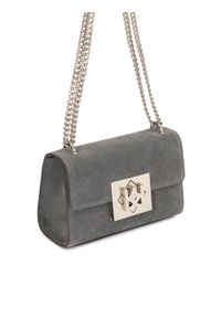 Kazar - Elegancka szara torebka na srebrnym łańcuszku. Kolor: szary. Materiał: zamszowe, skórzane. Styl: elegancki. Rodzaj torebki: na ramię #4