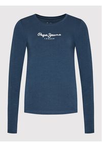 Pepe Jeans Bluzka New Virginia PL505203 Granatowy Slim Fit. Kolor: niebieski. Materiał: bawełna