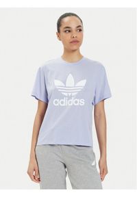 Adidas - adidas T-Shirt adicolor Trefoil IN8439 Fioletowy Boxy Fit. Kolor: fioletowy. Materiał: bawełna
