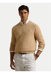 Polo Ralph Lauren Sweter 710918163502 Beżowy Regular Fit. Typ kołnierza: polo. Kolor: beżowy. Materiał: bawełna #1