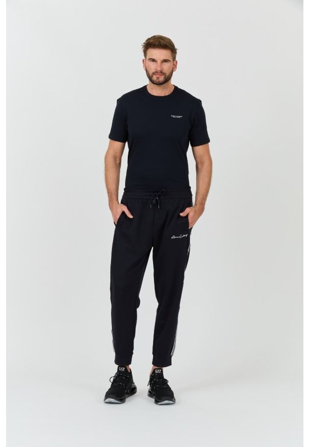 Armani Exchange - ARMANI EXCHANGE Granatowy męski t-shirt, Rozmiar S. Kolor: niebieski