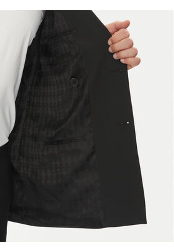 Karl Lagerfeld - KARL LAGERFELD Marynarka 155102 552037 Czarny Slim Fit. Typ kołnierza: dekolt w karo. Kolor: czarny