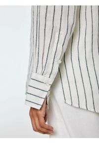 Big-Star - Lniana koszula damska w prążek biała Lamena 100. Okazja: na spotkanie biznesowe, na co dzień. Kolor: biały. Materiał: len. Wzór: prążki. Sezon: wiosna, lato. Styl: biznesowy, klasyczny, casual #3