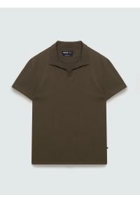 Big-Star - Koszulka męska polo z domieszką lnu khaki Enger 303. Typ kołnierza: polo. Kolor: zielony. Materiał: len. Sezon: lato #6