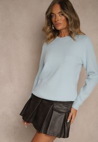Renee - Niebieski Sweter z Wełną ze Ściągaczami Furrive. Kolor: niebieski. Materiał: wełna