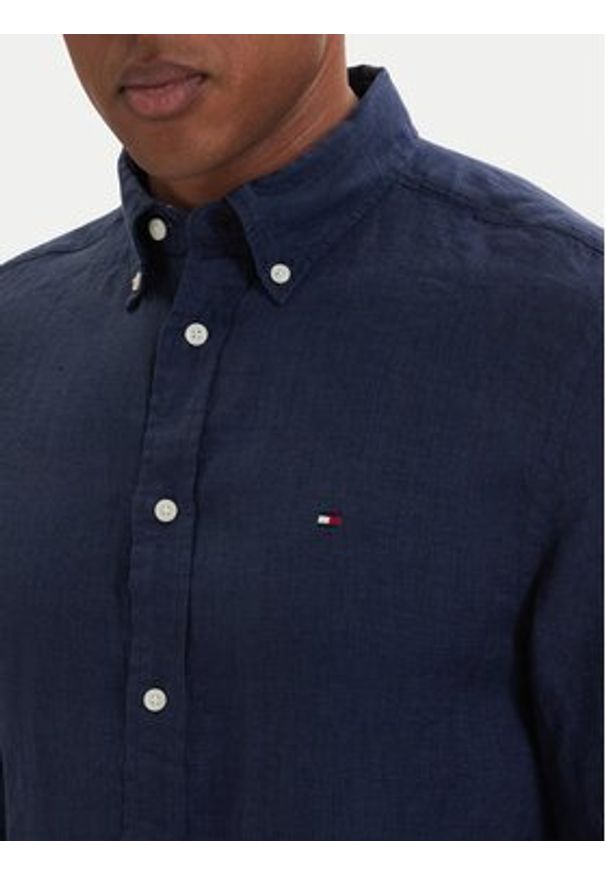 TOMMY HILFIGER - Tommy Hilfiger Koszula MW0MW41530 Granatowy Regular Fit. Kolor: niebieski. Materiał: len