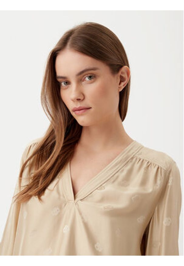 BOSS Bluzka 50532823 Beżowy Regular Fit. Kolor: beżowy. Materiał: syntetyk