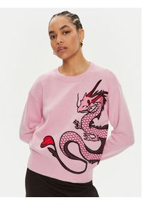 Pinko Sweter Calancola 102875 A1LM Różowy Regular Fit. Kolor: różowy. Materiał: wełna