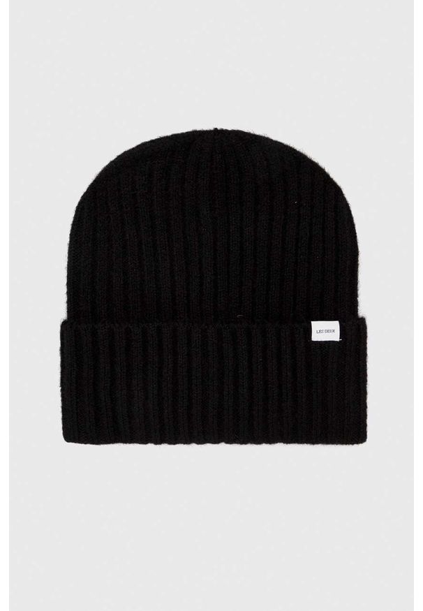 Les Deux czapka z domieszką wełny kolor czarny. Kolor: czarny. Materiał: wełna