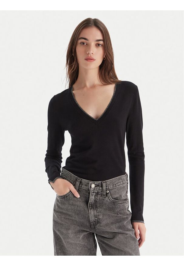 Liu Jo Sweter MF5227 MS49I Czarny Regular Fit. Kolor: czarny. Materiał: wiskoza, syntetyk