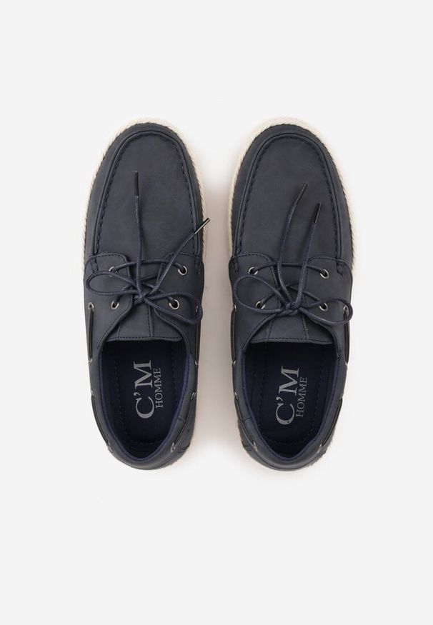 Born2be - Granatowe Półbuty Ozdobione Plecionką i Wiązaniem Ariemare. Okazja: na co dzień. Kolor: niebieski. Materiał: jeans. Wzór: aplikacja. Styl: elegancki, klasyczny, casual