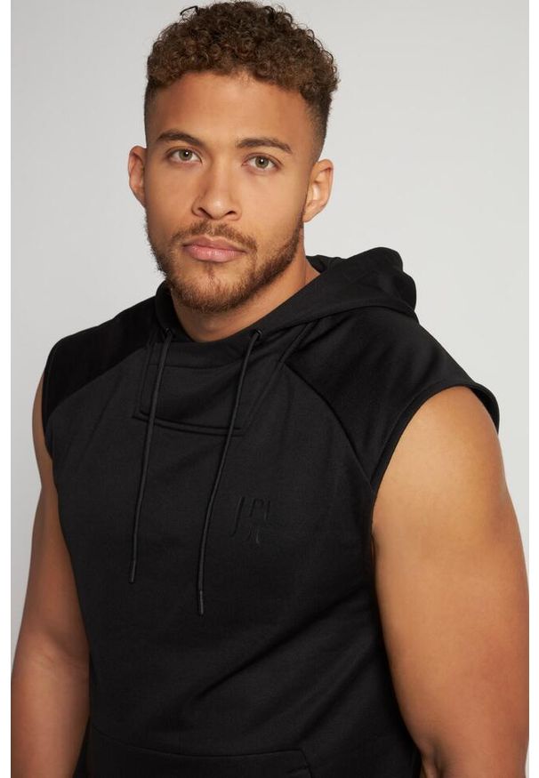 JAY-PI - Męska Koszulka z kapturem Odzież dla aktywnych QuickDry. Typ kołnierza: kaptur. Kolekcja: plus size. Kolor: czarny. Materiał: poliester, materiał