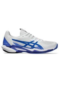 Buty do tenisa męskie Asics Solution Speed Ff 3 Clay. Zapięcie: sznurówki. Kolor: niebieski, wielokolorowy, biały. Materiał: materiał, tkanina, syntetyk. Szerokość cholewki: normalna. Sport: tenis #1