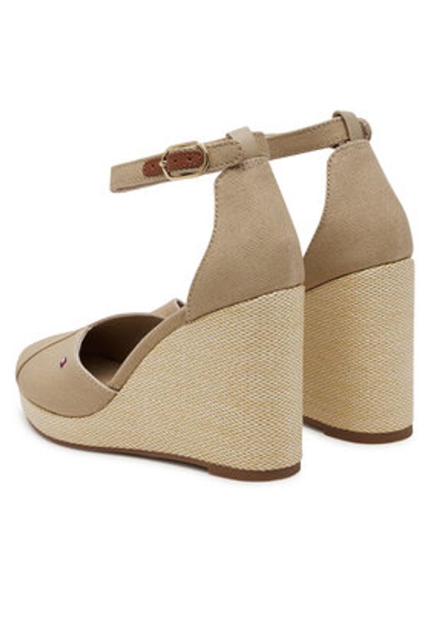 TOMMY HILFIGER - Tommy Hilfiger Półbuty Flag High Wedge Espad Closed Toe FW0FW08494 Beżowy. Kolor: beżowy. Materiał: materiał