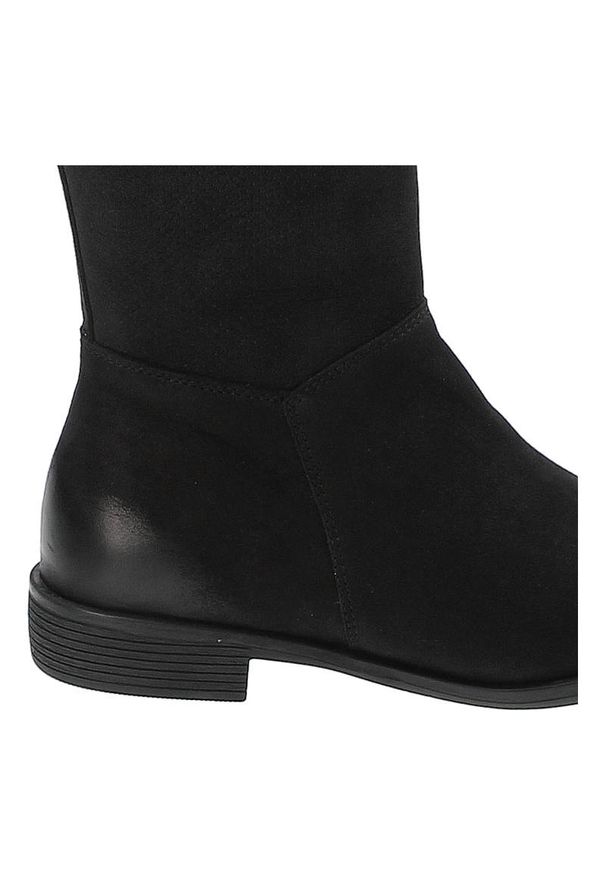 CheBello - Czarne Kozaki Chebello Damskie Stylowe Obuwie. Zapięcie: pasek. Kolor: czarny. Materiał: nubuk. Szerokość cholewki: normalna. Obcas: na obcasie. Styl: elegancki. Wysokość obcasa: niski
