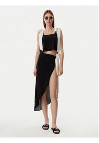 Karl Lagerfeld - KARL LAGERFELD Top B2W46036 Czarny Regular Fit. Typ kołnierza: dekolt w karo. Kolor: czarny. Materiał: wiskoza #3