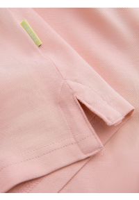 Ombre Clothing - Koszulka polo z dzianiny pique - jasnoróżowa V5 S1746 - XL. Typ kołnierza: polo. Kolor: różowy. Materiał: dzianina. Wzór: haft #7