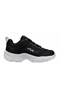 Buty do chodzenia dla dzieci Fila Strada Low Kids. Zapięcie: sznurówki. Kolor: czarny. Materiał: materiał, syntetyk. Szerokość cholewki: normalna. Sport: turystyka piesza
