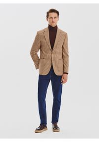 Pako Lorente - PAKO LORENTE - Beżowa marynarka w pepitkę. Okazja: na co dzień. Kolor: beżowy. Materiał: poliester, elastan, wiskoza. Sezon: jesień. Styl: casual #10