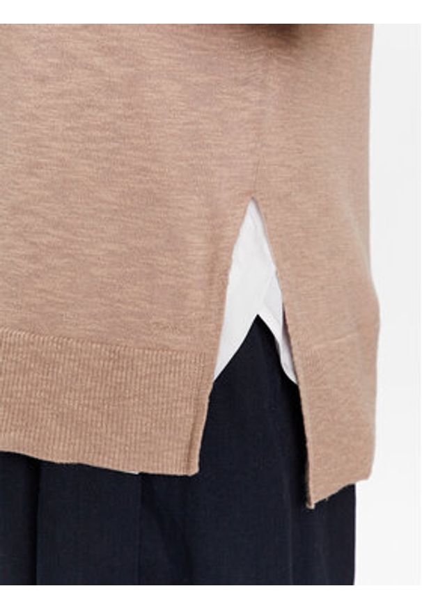 GANT - Gant Sweter 4805190 Beżowy Regular Fit. Kolor: beżowy. Materiał: bawełna