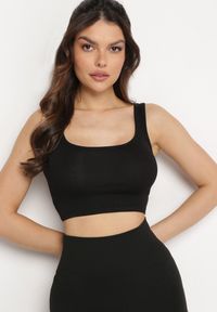 Born2be - Czarny Bawełniany Tank Top Bez Rękawów Lomalia. Kolor: czarny. Materiał: bawełna. Długość rękawa: bez rękawów