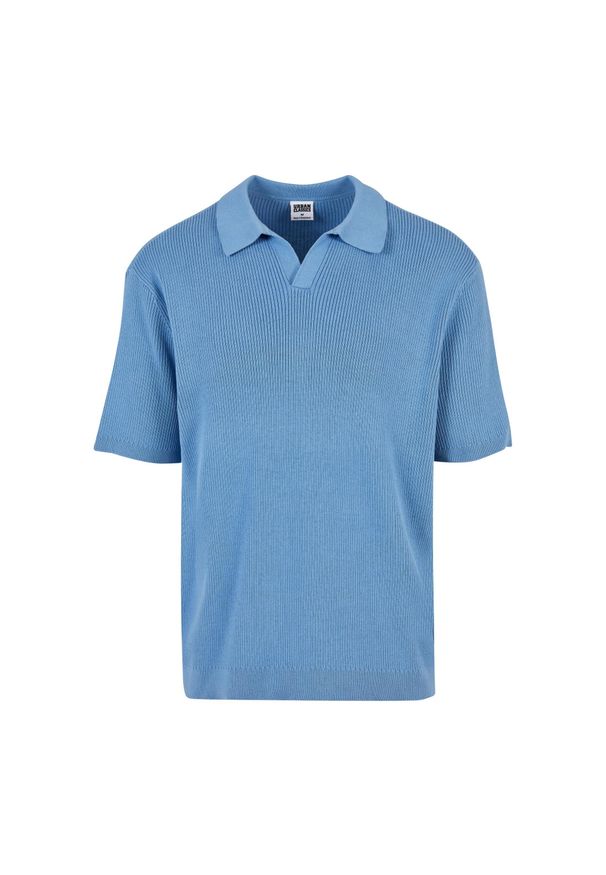 Oversizowe, prążkowane polo Urban Classics. Typ kołnierza: polo. Kolor: niebieski. Materiał: prążkowany
