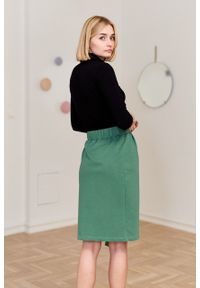 Marie Zélie - Spódnica Guarea ciemnozielona. Okazja: na co dzień. Kolor: zielony. Materiał: bawełna, dzianina, materiał, elastan, skóra, guma. Styl: casual #3
