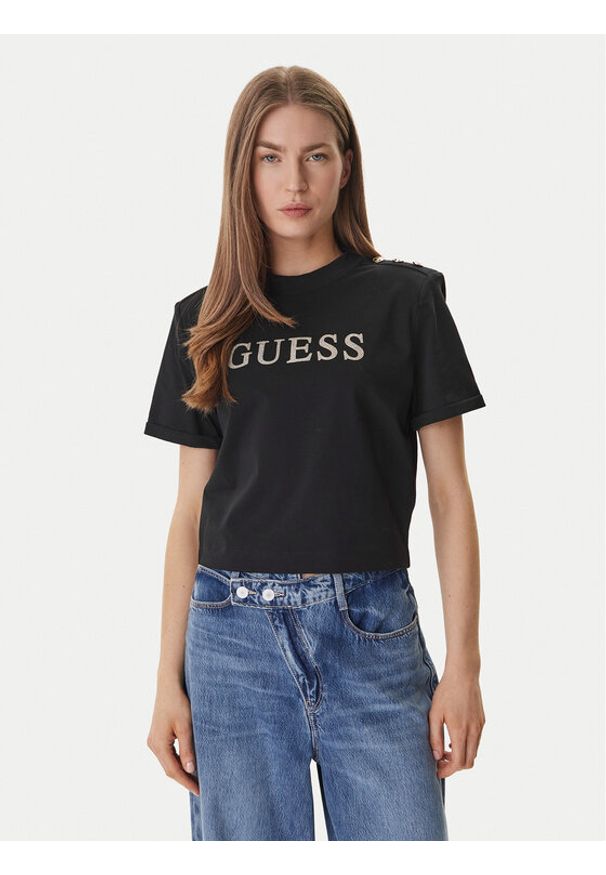 Guess T-Shirt W6GI06 K3018 Czarny Relaxed Fit. Kolor: czarny. Materiał: bawełna