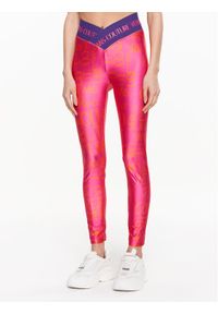 Versace Jeans Couture Legginsy 74HAC113 Różowy Slim Fit. Kolor: różowy. Materiał: syntetyk