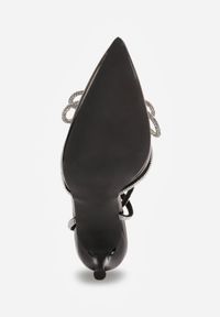 Renee - Czarne Transparentne Sandały na Szpilce z Cienkimi Paskami z Cyrkoniami Peppis. Zapięcie: pasek. Kolor: czarny. Wzór: aplikacja. Obcas: na szpilce. Styl: glamour, elegancki #9