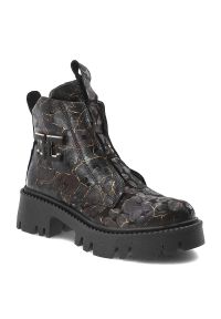 Czarne Botki Artiker Stylowe Obuwie Damskie. Okazja: na co dzień. Kolor: czarny. Materiał: skóra. Styl: elegancki #1