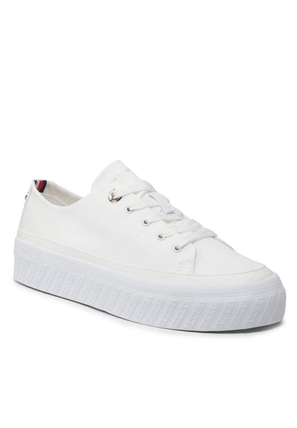 TOMMY HILFIGER - Tommy Hilfiger Sneakersy Monochromatic Vulc Sneaker FW0FW06460 Biały. Kolor: biały. Materiał: materiał