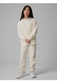 4f - 4F Spodnie dresowe joggery dziewczęce - białe 140 (9-10 lat). Okazja: na co dzień. Kolor: biały. Materiał: dresówka. Sezon: lato. Styl: casual, sportowy #2