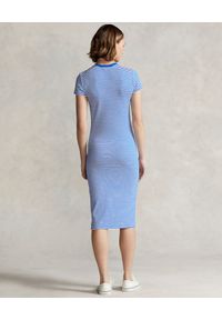 Ralph Lauren - RALPH LAUREN - Niebieska sukienka w paski midi. Okazja: na co dzień. Kolor: niebieski. Materiał: bawełna. Wzór: paski. Typ sukienki: proste. Styl: casual. Długość: midi #2